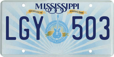 MS license plate LGY503
