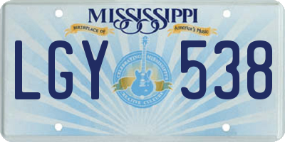 MS license plate LGY538