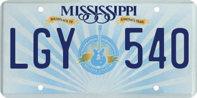 MS license plate LGY540