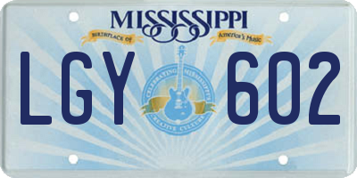 MS license plate LGY602