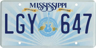 MS license plate LGY647