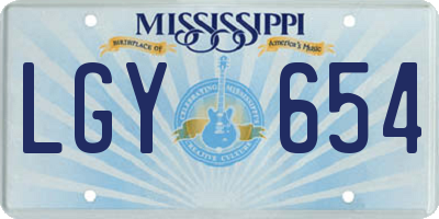 MS license plate LGY654