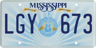 MS license plate LGY673