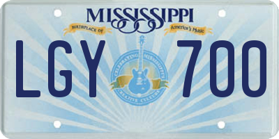 MS license plate LGY700