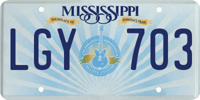 MS license plate LGY703