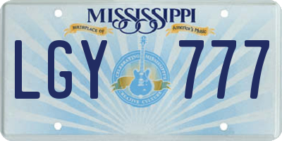MS license plate LGY777