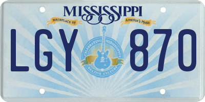 MS license plate LGY870