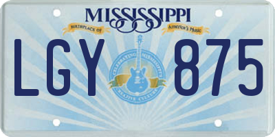 MS license plate LGY875