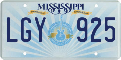 MS license plate LGY925