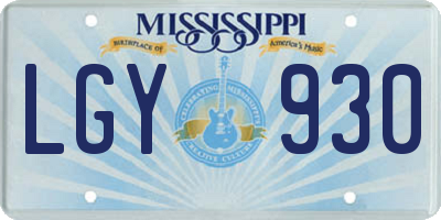 MS license plate LGY930