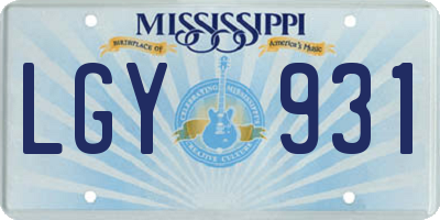 MS license plate LGY931