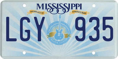 MS license plate LGY935