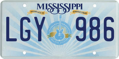 MS license plate LGY986
