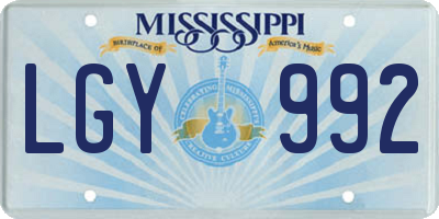 MS license plate LGY992
