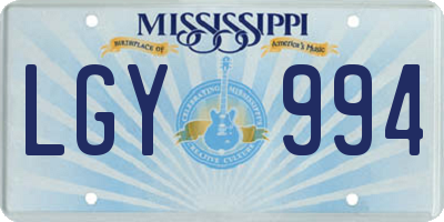 MS license plate LGY994