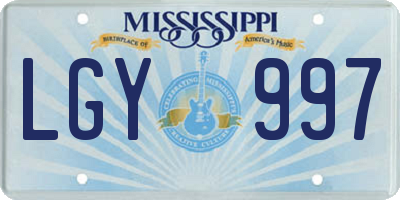 MS license plate LGY997