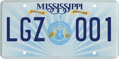 MS license plate LGZ001