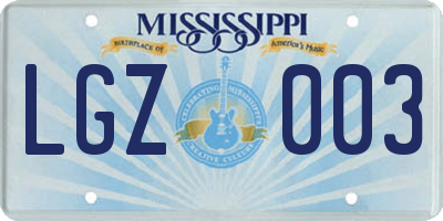 MS license plate LGZ003