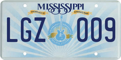 MS license plate LGZ009