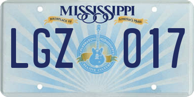 MS license plate LGZ017
