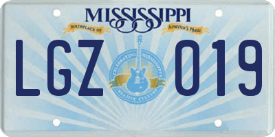MS license plate LGZ019