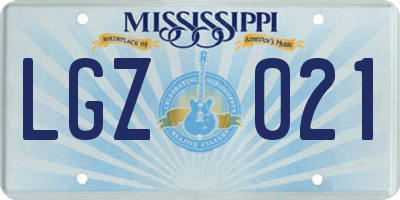 MS license plate LGZ021
