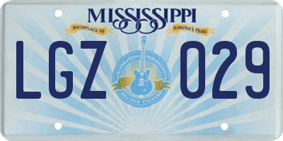 MS license plate LGZ029