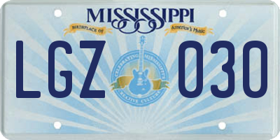 MS license plate LGZ030