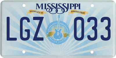 MS license plate LGZ033