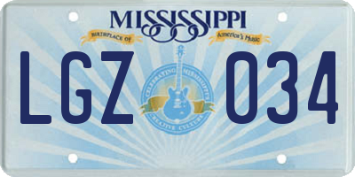 MS license plate LGZ034