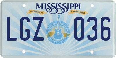 MS license plate LGZ036
