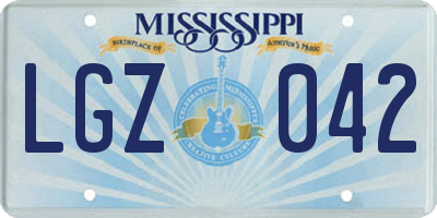 MS license plate LGZ042