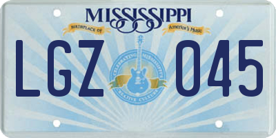 MS license plate LGZ045