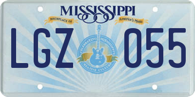MS license plate LGZ055