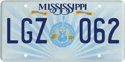 MS license plate LGZ062