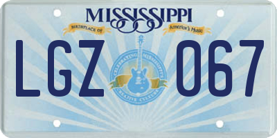 MS license plate LGZ067
