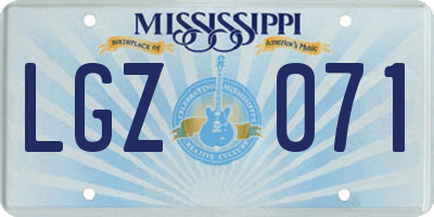 MS license plate LGZ071