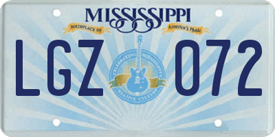 MS license plate LGZ072