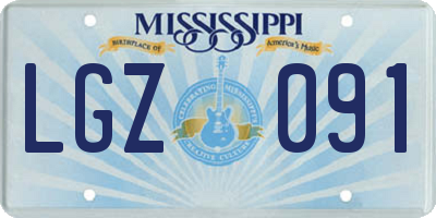 MS license plate LGZ091