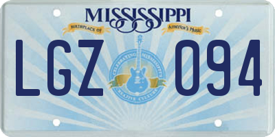 MS license plate LGZ094