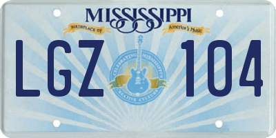 MS license plate LGZ104