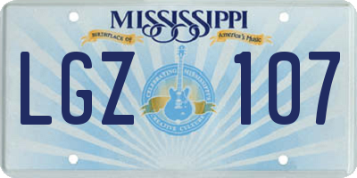 MS license plate LGZ107