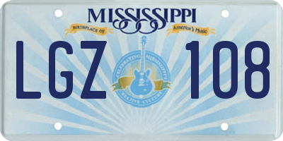 MS license plate LGZ108