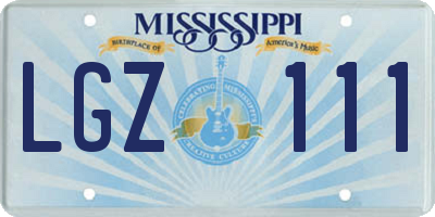 MS license plate LGZ111