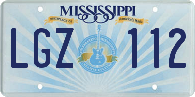MS license plate LGZ112