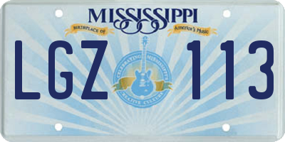 MS license plate LGZ113