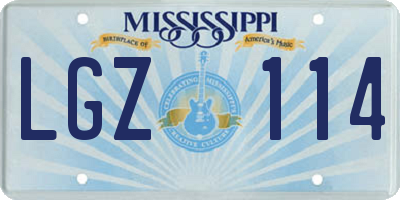 MS license plate LGZ114