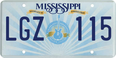 MS license plate LGZ115