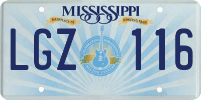 MS license plate LGZ116