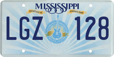 MS license plate LGZ128